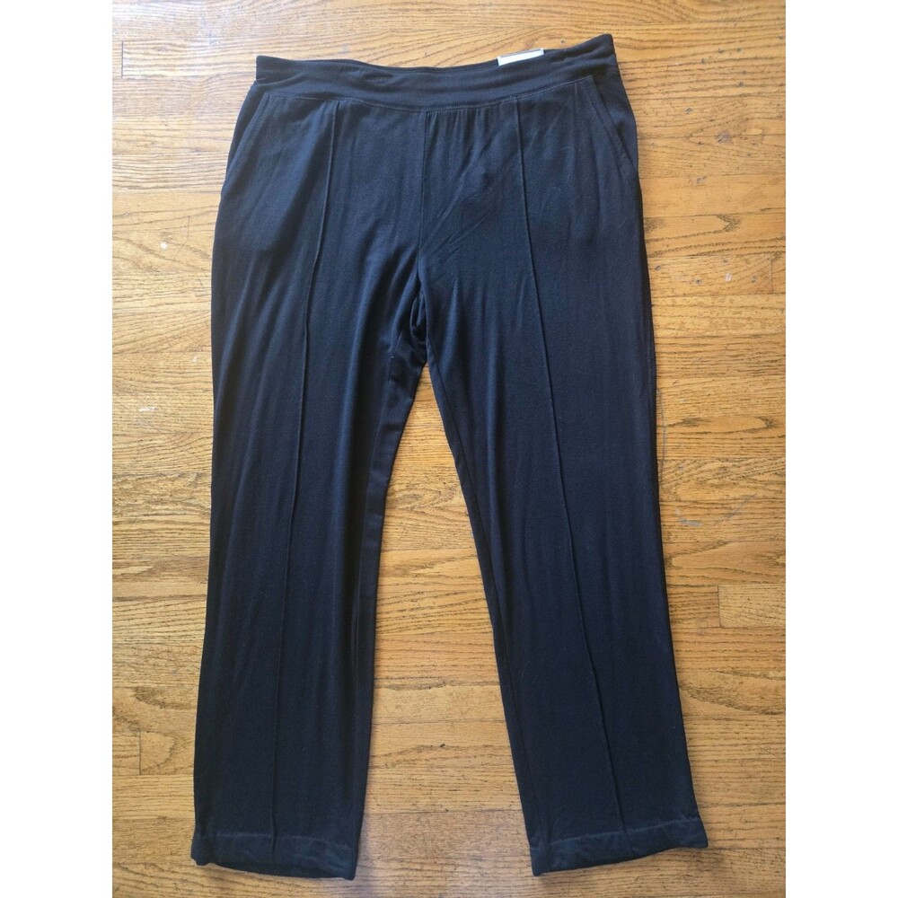 Chicos Zenergy Womens Black Pintuck Wide Leg Pull On Pants Size 2 Large NWT Soft